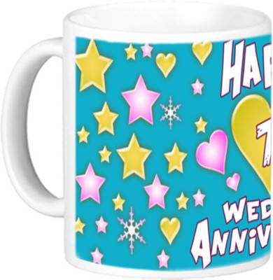 

Akcesstronics Happy 7th Wedding Anniversary Plastic Mug(350 ml), White