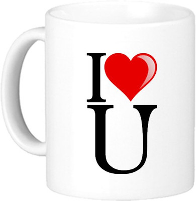 Akcesstronics I Heart U Plastic Mug(350 ml), White