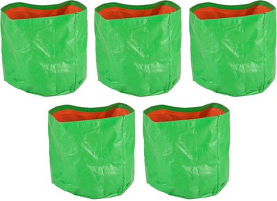 

One Feet Farm Grow Bag (Green, 375 g, Pack of 5)12" height and 12" round Plant Container Set(Pack of 5, Polythene)