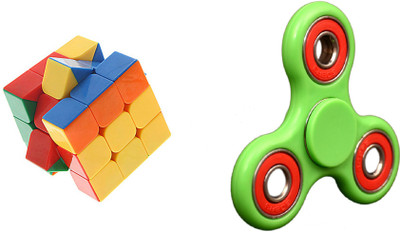 

Montez Best quality Fidget Hand Spinner toy and 3X3X3 Stickerless cube combo (Multicolor)(2 Pieces)