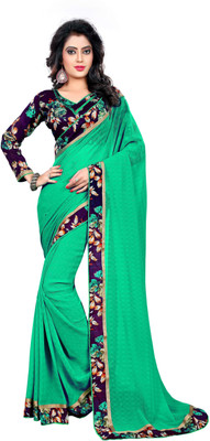

Indianbeauty Self Design, Solid, Printed Bollywood Chiffon Saree(Green)