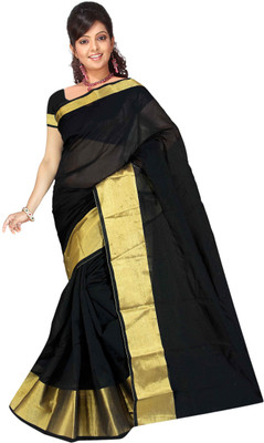 jayant creation Embellished Fashion Dupion Silk Saree(Black, Gold)