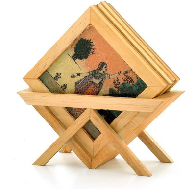 

Creative Square Wood Coaster Set(Pack of 4), Yellow