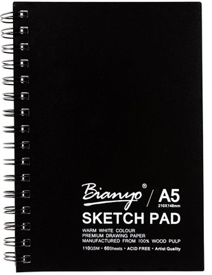 

Bianyo Artist Quality - Acid Free. 110 GSM. A5 Size. 60 Sheets Sketch Pad(Black, 60 Sheets)