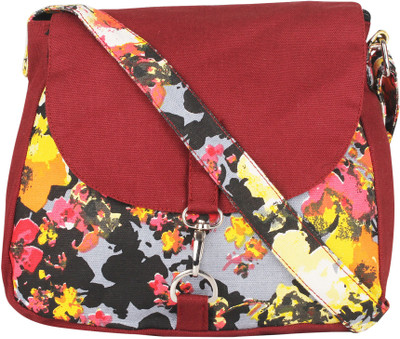 

Vivinkaa Women Casual Maroon Canvas Sling Bag