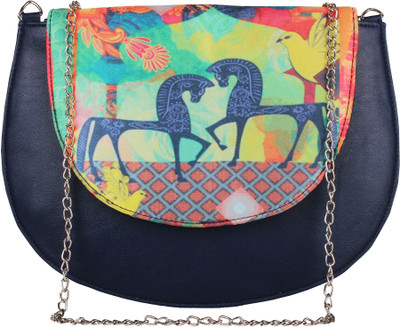 

Vivinkaa Women Casual Blue Leatherette Sling Bag