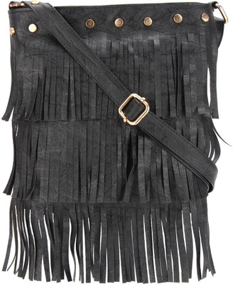 Vivinkaa Women Casual Black Leatherette Sling Bag