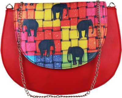 Vivinkaa Women Casual Red Leatherette Sling Bag
