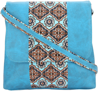 Vivinkaa Women Casual Blue Leatherette Sling Bag