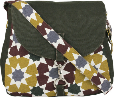 

Vivinkaa Women Casual Green Canvas Sling Bag