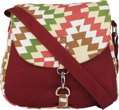 

Vivinkaa Women Casual Maroon Canvas Sling Bag