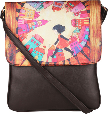 

Vivinkaa Women Casual Brown Leatherette Sling Bag