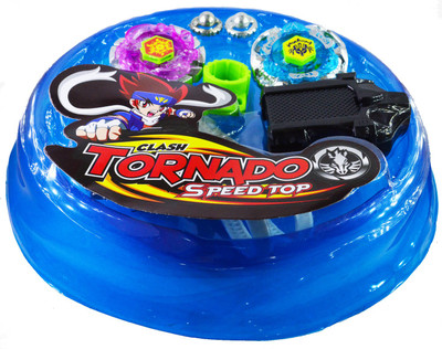 

Apurbas 2 Pieces Beyblade Clash Tornado Speed Top With Red Stadium(Blue)