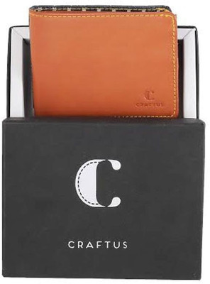 Craftus Men Tan Denim Wallet(4 Card Slots), Brown-01