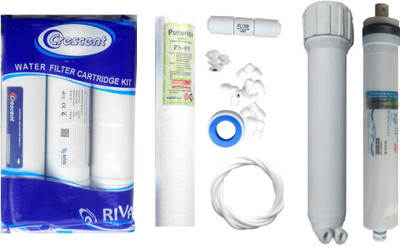 

Crescent 1 Year RO service Kit with Inline set, 80 GPD dry membrane, Housing (MH), Spun and Other Accessories Solid Filter Cartridge(5, Pack of 8)
