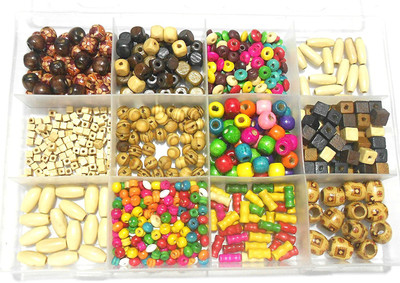 

AM Largest Collection of Craft Natural & Multicolored Wooden Beads 1000 pc kit for Jewellery making & Craft Work !!