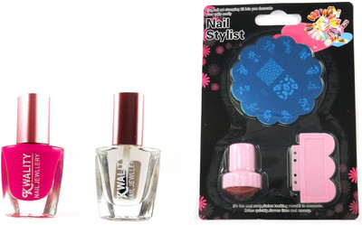 

Iris 7 Nail Art Stamp Kit, Pink Nail Polish and Top Coat(Set of 3)