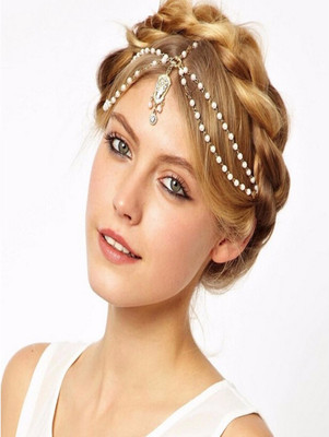 

Fashion Fiesta Bridal head chain Hair Chain(White)