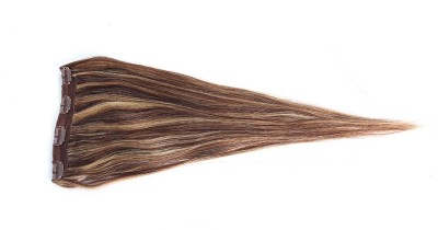 

krome Elegant P4/10, 4 Clips 50 Grams Remy Bleached Stitched Human Extensions 16 Inches Hair Extension