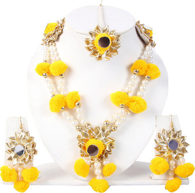 Saraa Fabric Jewel Set(Yellow, White)