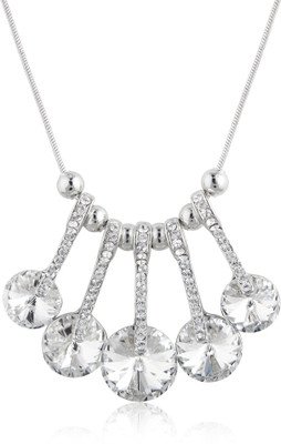 mahi Dazzling necklace Rhodium Swarovski Crystal Alloy Pendant Set