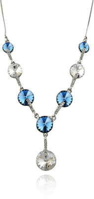 mahi Stylish Montana Rhodium Swarovski Crystal Alloy Pendant Set