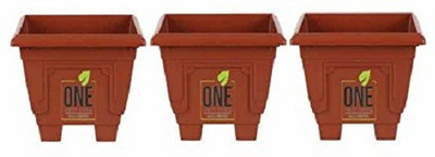 

One Feet Farm Square Plastic planter Plant Container Set(Plastic)