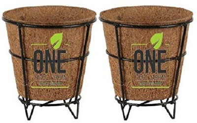 

One Feet Farm organic gardening kit - Coir Pot 6 dia -with metal stand Plant Container Set(Wood)