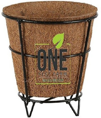 

One Feet Farm Coir Pot 6 dia with metal stand Plant Container Set(Wood)