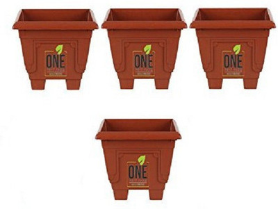 

One Feet Farm Square Plastic planter Plant Container Set(Plastic)