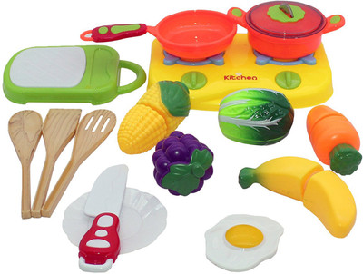

Smiles Creation Cooking Play House Set Toy with Cutting Board, Knife & Various types of Fruits Toy for Kids