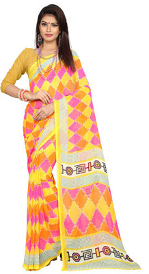 Divastri Printed Fashion Poly Georgette Saree(Yellow) Divastri Printed Fashion Poly Georgette Saree(Yellow)