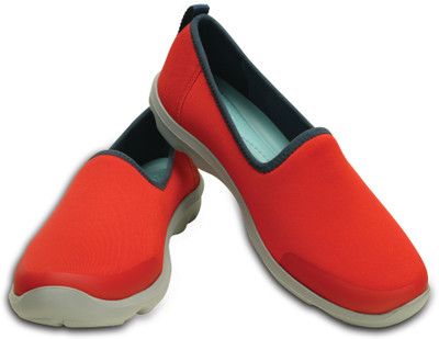 Crocs Busy Day Stretch Skimmer Canvas Shoes For Women(Red, Flame