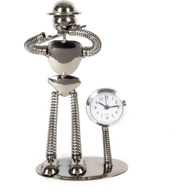

Jewel Fuel Iron Table Clock And Musician Playing Flute Decorative Showpiece - 22 cm(Iron, Multicolor)