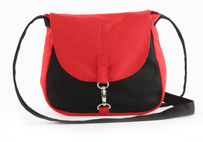 

Vivinkaa Women Casual Red, Black Canvas Sling Bag, Black;red