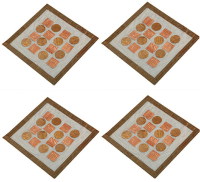 KUBER INDUSTRIES Square Pack of 4 Table Placemat(Brown, Polyester)