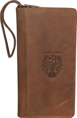 Kan Hunter Leather Travel Document Holder/Passport Holder/Long Wallet for Men & Women(Tan)