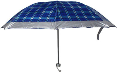 SPHINX Blue Checkered 3 fold Manually Operative Umbrella(Blue)