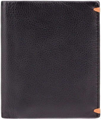 

Visconti Men Orange Genuine Leather Wallet(5 Card Slots), Black & orange