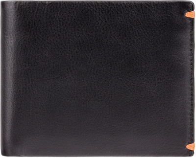 

Visconti Men Orange Genuine Leather Wallet(4 Card Slots), Black & orange