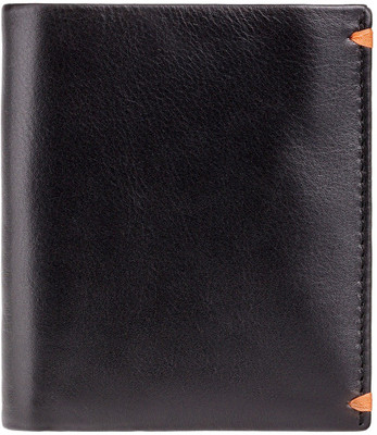 

Visconti Men Orange Genuine Leather Wallet(4 Card Slots), Black & orange