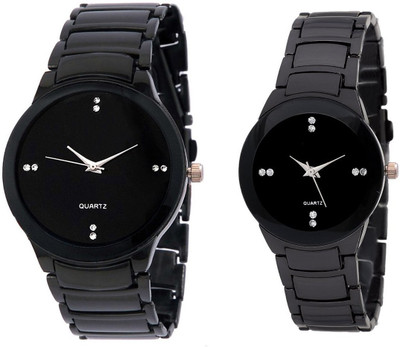 Shivam Retail SR-01 Stylish Full Black Watch - For Couple