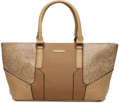 Addons Addons snake textured Tote Shoulder Bag(Brown, 5)