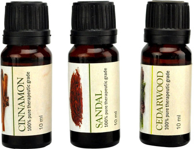 Karmakara Set of 3, 100% Pure Therapeutic Essential Oils Cinnamon, Cedarwood,Sandal 10ml aroma oils …(10 ml)