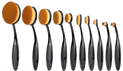 

FOK Premium Quality Oval Makeup Brush 10 Pc Set Foundation Brush Powder Brush kit(Pack of 10)