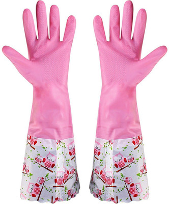 

HOKIPO Reusable Flocklined PVC Hand Gloves for Kitchen, Free Size - For Winter Wet and Dry Glove(Free Size)
