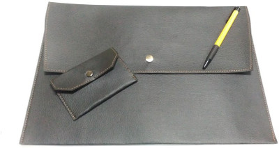 

Y.E.S Leatherrete Button Folder with Card Holder(Set Of 2, Black)