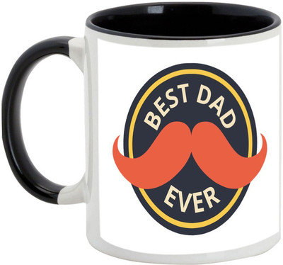 AllUPrints Best Father Ever Black Ceramic Mug(325 ml)
