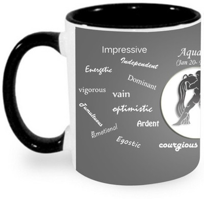 

Ashvah Aquarious Zodiac Sign Ceramic Mug(350 ml), Black