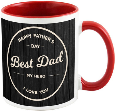 

AllUPrints Best Dad My Hero Red Ceramic Mug(325 ml)